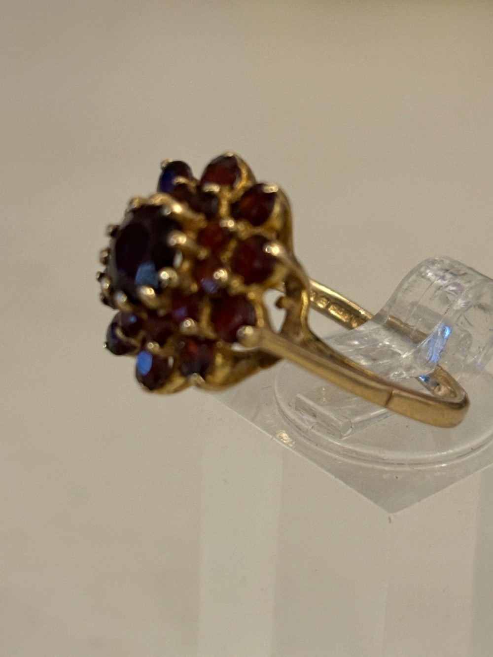 Vintage garnet and gold dress ring  View III