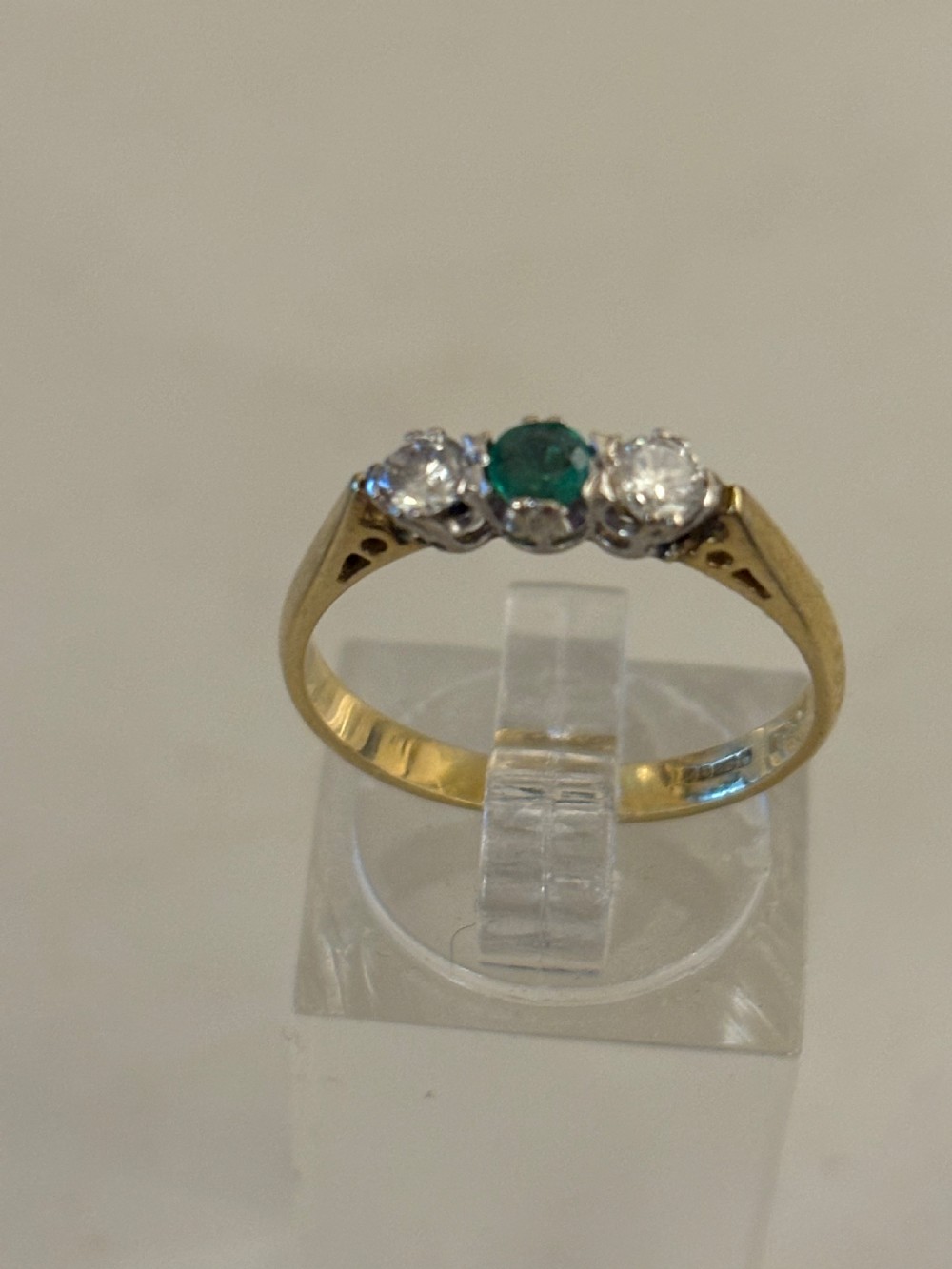 18ct gold emerald and diamond ring 