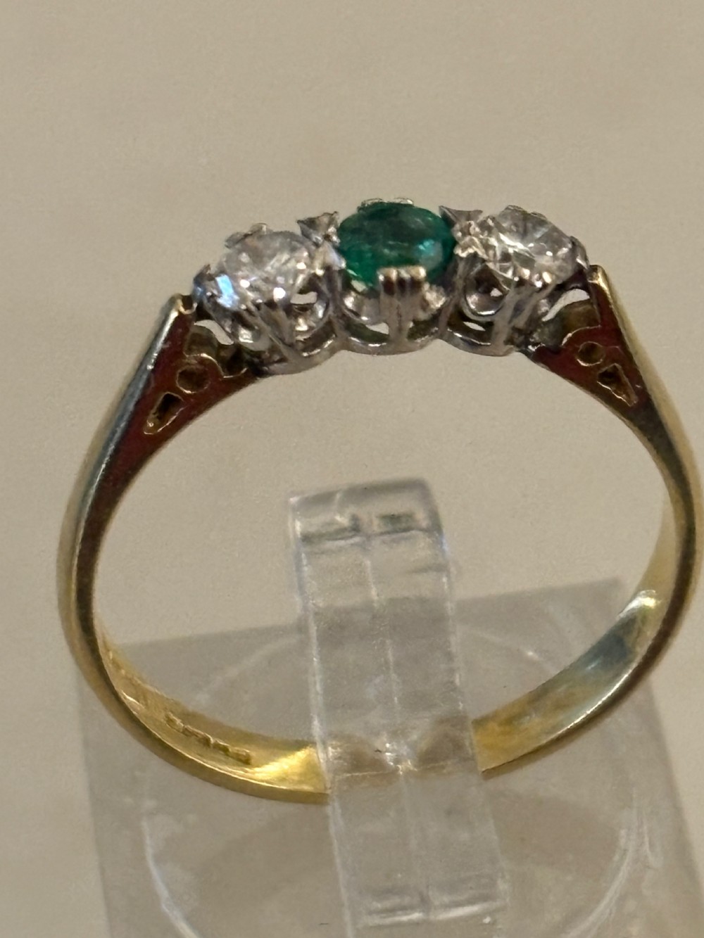 18ct gold emerald and diamond ring  View II