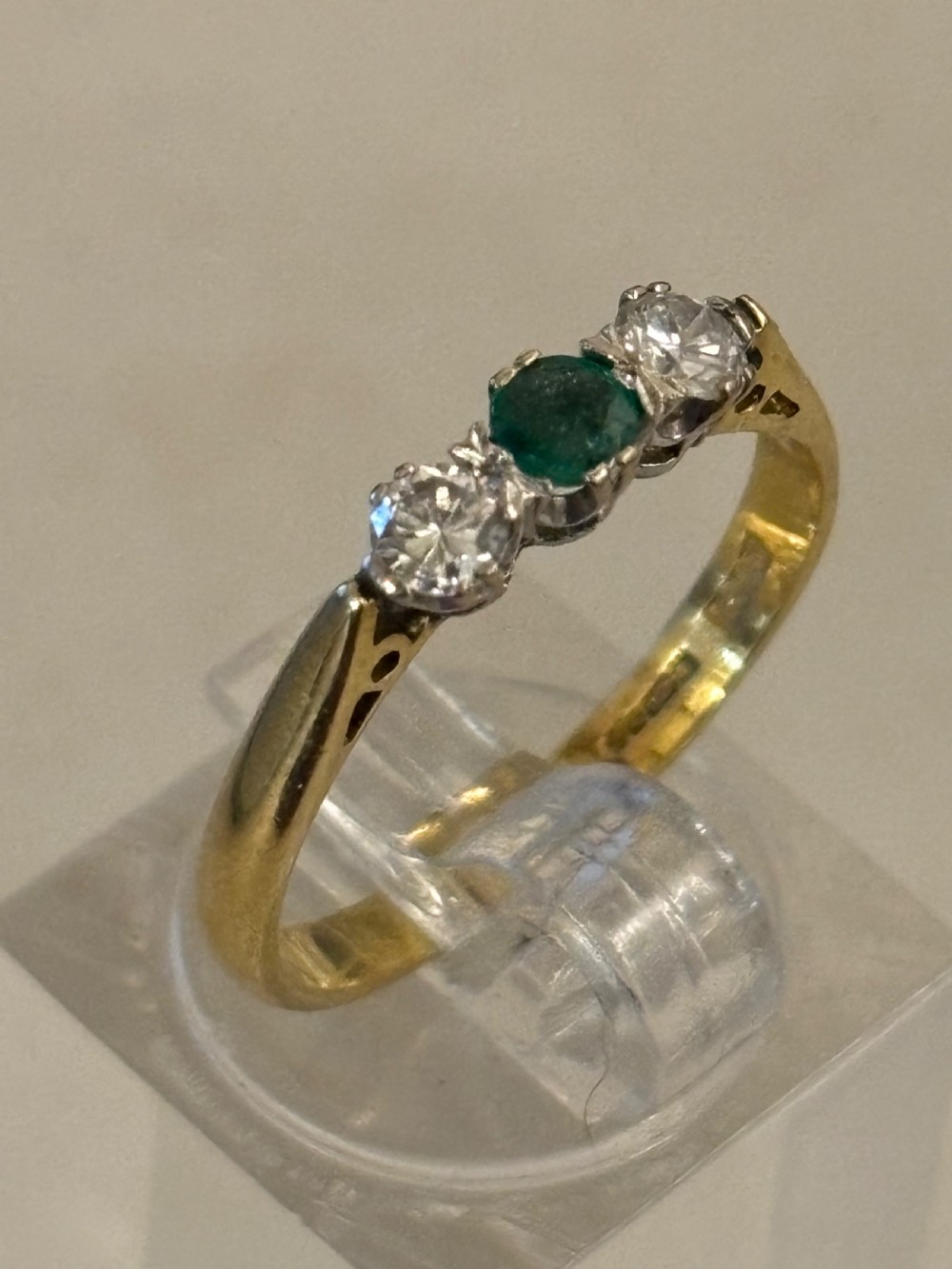 18ct gold emerald and diamond ring  View III