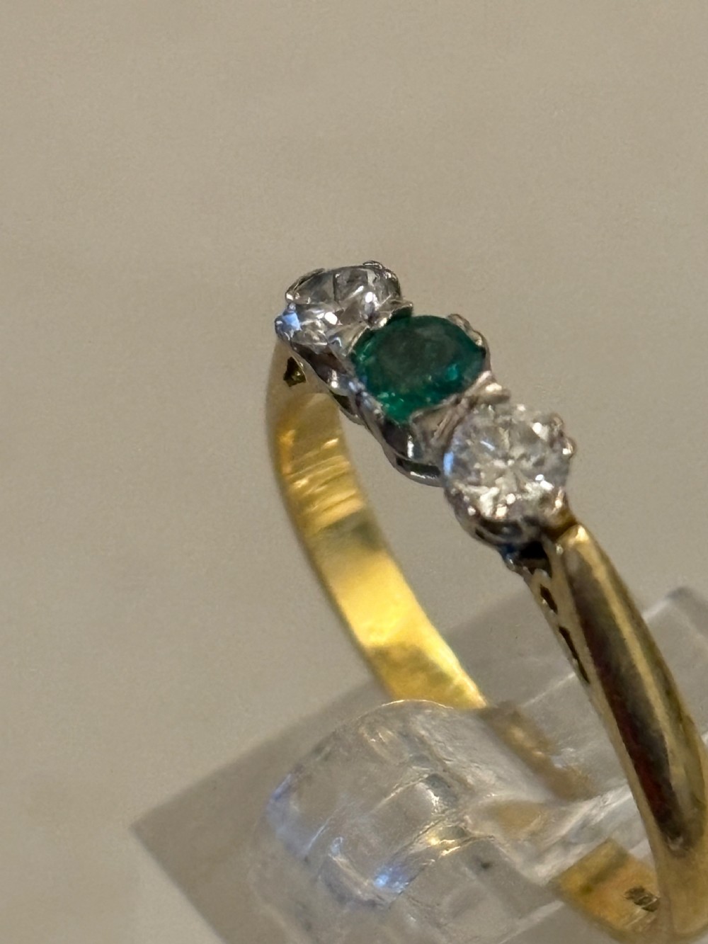 18ct gold emerald and diamond ring  View VI