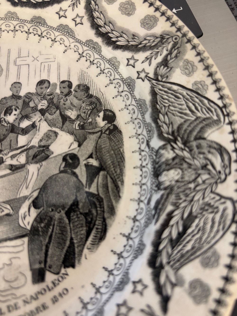 French antique “talking plate” by Gien View II