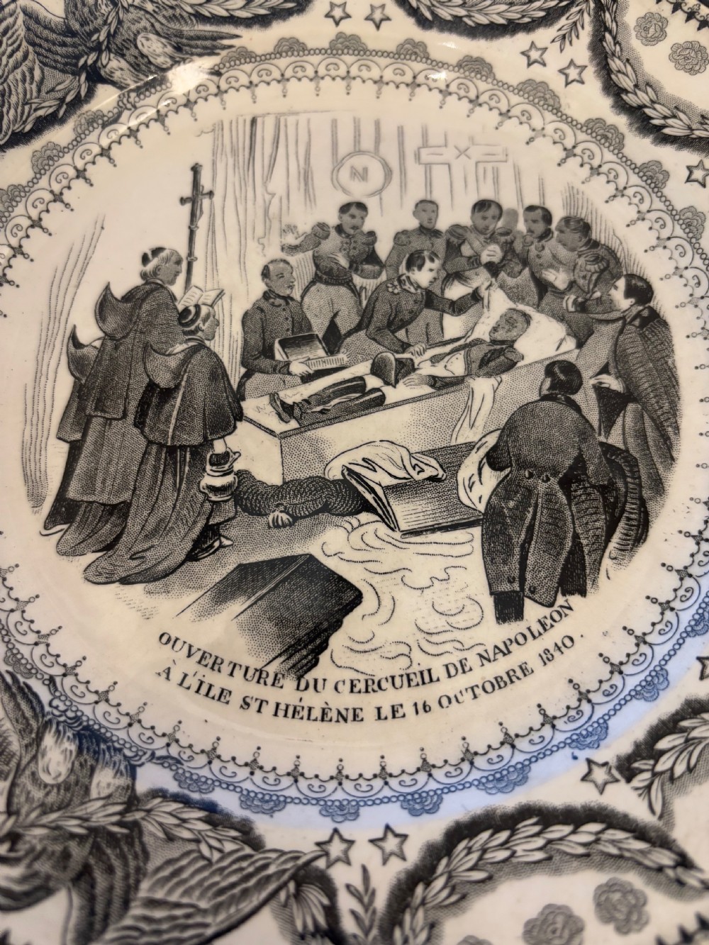 French antique “talking plate” by Gien View III