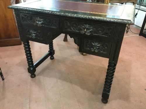 CARVED OAK GREEN MAN DESK C1900 - ADDITIONAL PHOTO 1