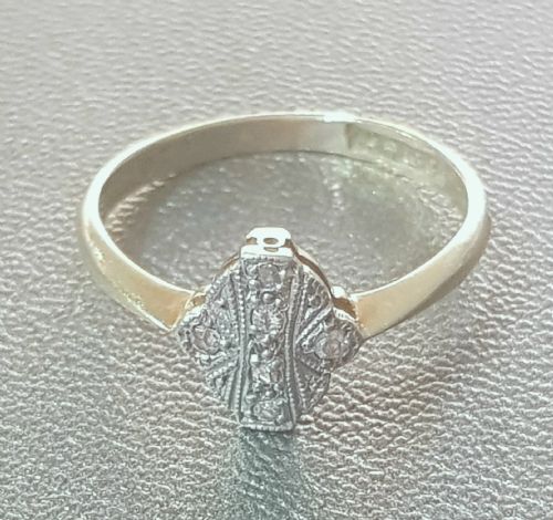 ART DECO DIAMOND ON PLATINUM 18 CARAT GOLD RING SIZE N - ADDITIONAL PHOTO 3