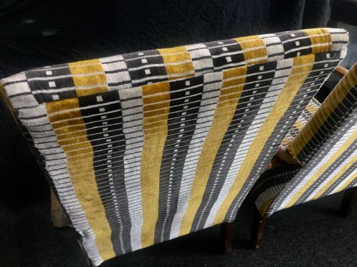 ART DECO LOUNGE CHAIRS REUPHOLSTERED IN LONDON TUBE LINE FABRIC C1930 - ADDITIONAL PHOTO 5