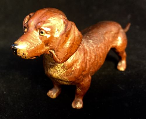 dachshund cold painted austrian c1910 - CATEGORY: ANTIQUE METAL - DATED 1910