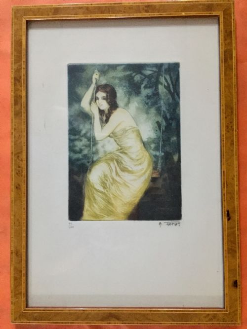 art deco etching by a ferat c1930 - CATEGORY: ANTIQUE ART - DATED 1930