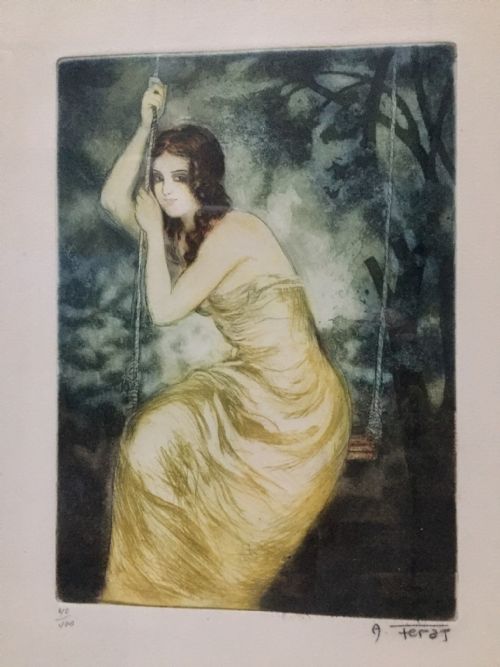 ART DECO ETCHING BY A FERAT C1930 - ADDITIONAL PHOTO 3