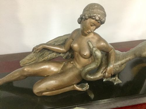 FRENCH ART DECO LEDA AND THE SWAN C1930 - ADDITIONAL PHOTO 9