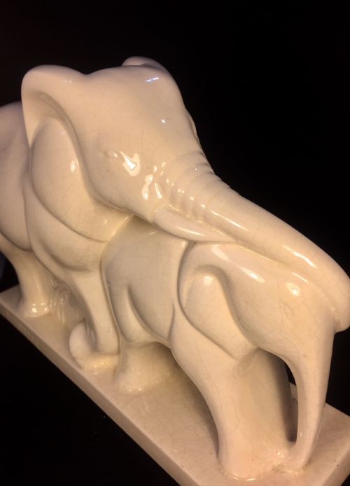 LEMANCEAU FRENCH ART DECO PAIR OF ELEPHANTS C1930 - ADDITIONAL PHOTO 4