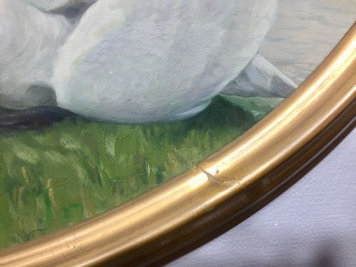 LEDA AND THE SWAN ART NOUVEAU NUDE OIL ON BOARD C1910 - ADDITIONAL PHOTO 5
