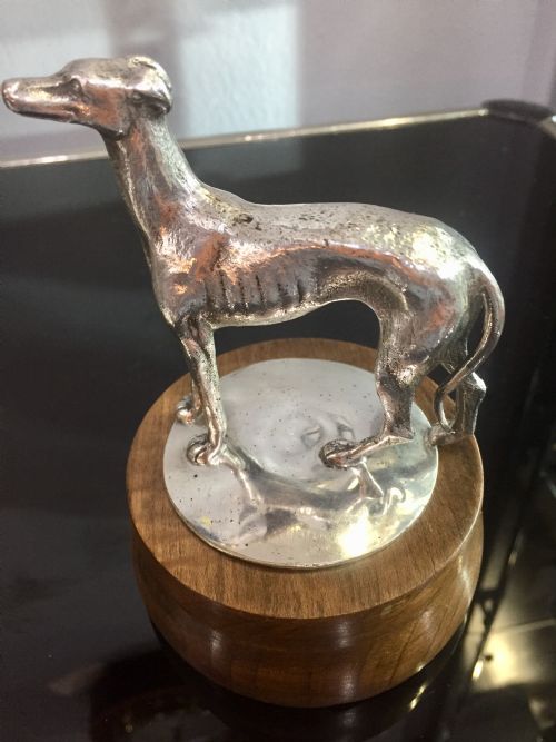 art deco period silver plated bronze greyhound whippet car mascot c1930 - CATEGORY: ANTIQUE SILVER - DATED 1930