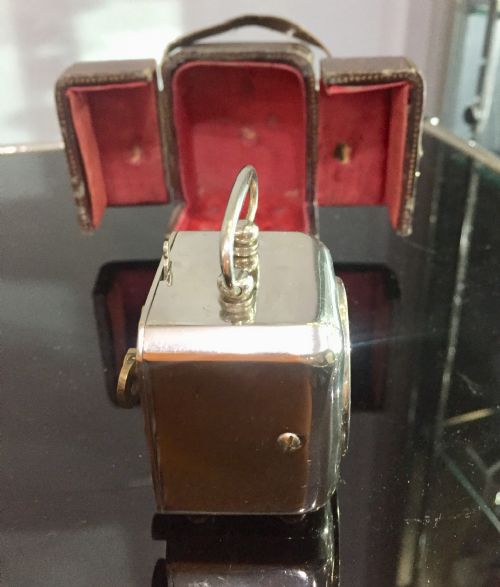 SILVER PLATED ART DECO TRAVEL ALARM CLOCK C1930S - ADDITIONAL PHOTO 6