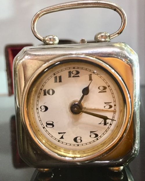SILVER PLATED ART DECO TRAVEL ALARM CLOCK C1930S - ADDITIONAL PHOTO 7