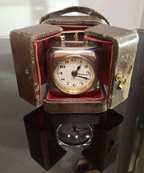 SILVER PLATED ART DECO TRAVEL ALARM CLOCK C1930S - ADDITIONAL PHOTO 8