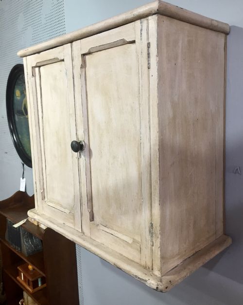 FRENCH WALL CUPBOARD DISTRESSED FINISH EARLY 1900S - ADDITIONAL PHOTO 1