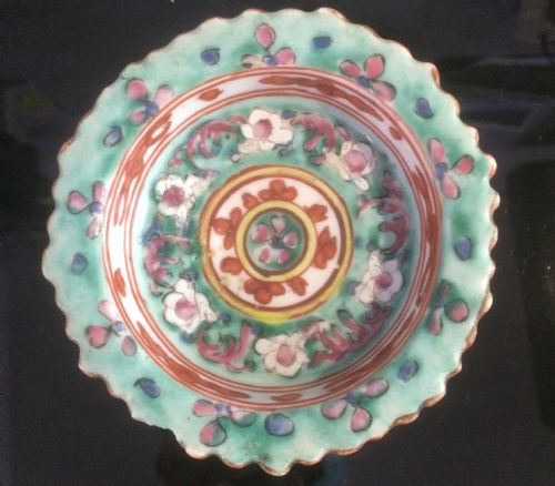 rare thai 18thc benjarong stem dish - CATEGORY: ANTIQUE PLATES - DATED 18TH CENTURY