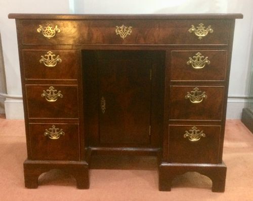late 18thcearly 19thc kneehole desk flame mahogany - CATEGORY: ANTIQUE DESKS - DATED 19TH CENTURY