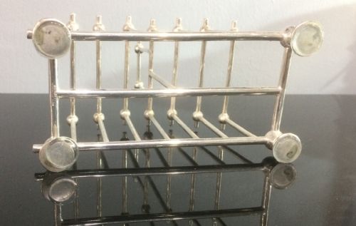 RARE ARTS AND CRAFTS PERIOD SILVER PLATED TOAST RACK - ADDITIONAL PHOTO 2