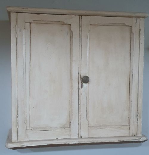 FRENCH WALL CUPBOARD DISTRESSED FINISH EARLY 1900S - ADDITIONAL PHOTO 2