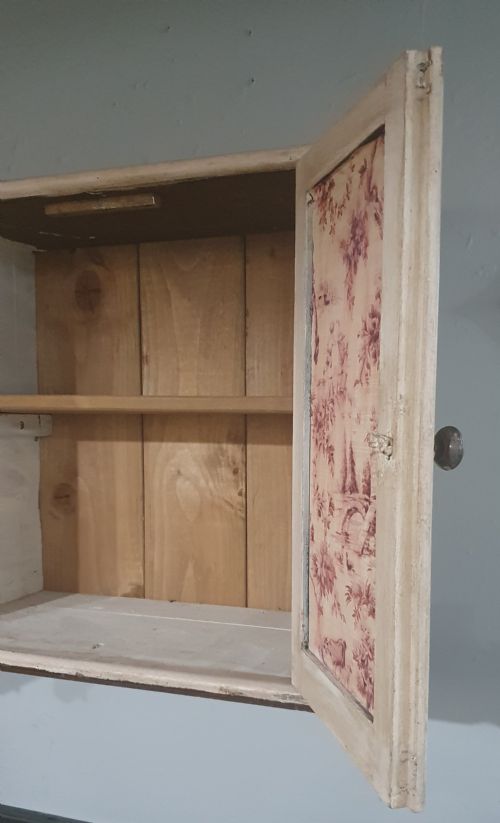 FRENCH WALL CUPBOARD DISTRESSED FINISH EARLY 1900S - ADDITIONAL PHOTO 3