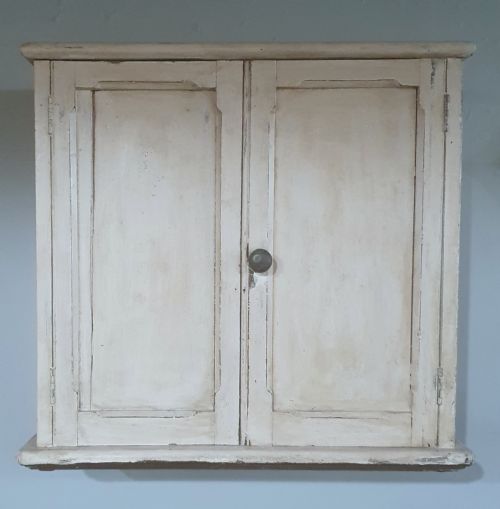 FRENCH WALL CUPBOARD DISTRESSED FINISH EARLY 1900S - ADDITIONAL PHOTO 5
