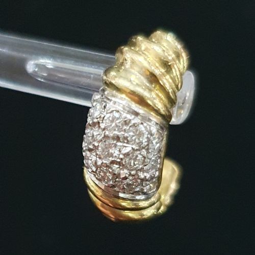 1950S VINTAGE DIAMOND PLATINUM 18CT GOLD PIERCED DEMIHOOP EARRINGS - ADDITIONAL PHOTO 16