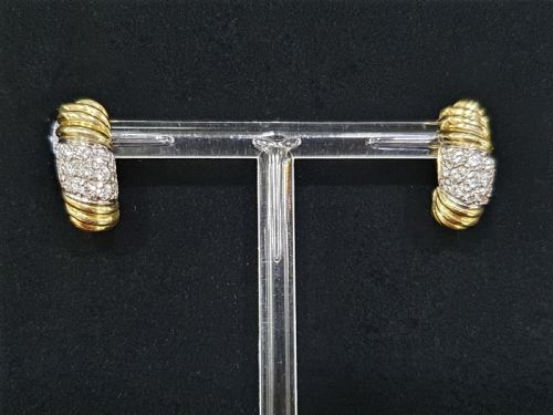 1950S VINTAGE DIAMOND PLATINUM 18CT GOLD PIERCED DEMIHOOP EARRINGS - ADDITIONAL PHOTO 17