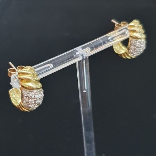 1950S VINTAGE DIAMOND PLATINUM 18CT GOLD PIERCED DEMIHOOP EARRINGS - ADDITIONAL PHOTO 12