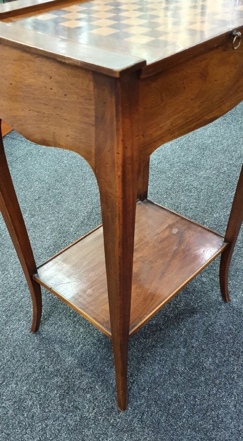 FRENCH WALNUT REVERSIBLE CHESS BOARD LEATHER TOP GAMES OCCASIONAL TABLE WITH DRAWER C1900 VICTORIAN CHESS AND DRAUGHTS SETS - ADDITIONAL PHOTO 9