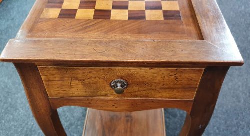 FRENCH WALNUT REVERSIBLE CHESS BOARD LEATHER TOP GAMES OCCASIONAL TABLE WITH DRAWER C1900 VICTORIAN CHESS AND DRAUGHTS SETS - ADDITIONAL PHOTO 11