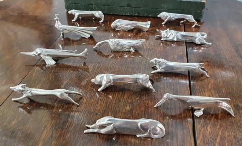 ART DECO SANDOZ GALLIA CHRISTOFLE SET OF TWELVE SILVER PLATED BRONZE KNIFE RESTS C1930 - ADDITIONAL PHOTO 6