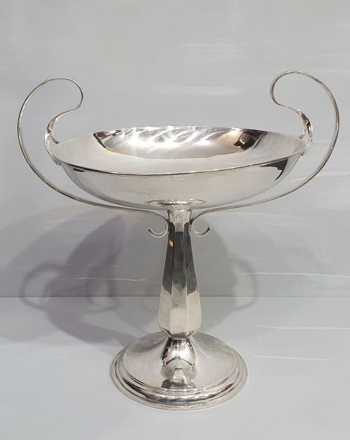 art deco silver plated tazzabowl with fluted stem 1920s - CATEGORY: ANTIQUE SILVER - DATED 1920