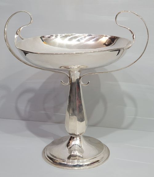 ART DECO SILVER PLATED TAZZABOWL WITH FLUTED STEM 1920S - ADDITIONAL PHOTO 2