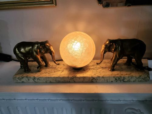 FRENCH ART DECO ELEPHANT LAMP C1930 - ADDITIONAL PHOTO 1