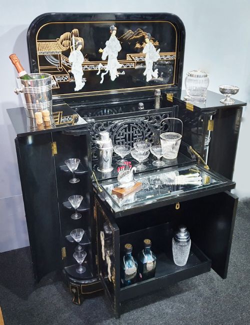 fig 1. Oriental Style Cocktail Drinks Cabinet c.1930
