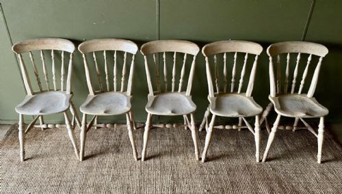VICTORIAN PINE SLAT BACK KITCHEN DINING CHAIRS C1880 - ADDITIONAL PHOTO 2