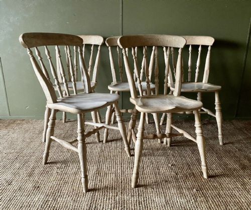 VICTORIAN PINE SLAT BACK KITCHEN DINING CHAIRS C1880 - ADDITIONAL PHOTO 3
