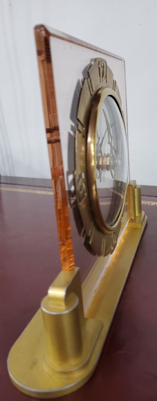 ART DECO PEACH GLASS CLOCK C1930 - ADDITIONAL PHOTO 1