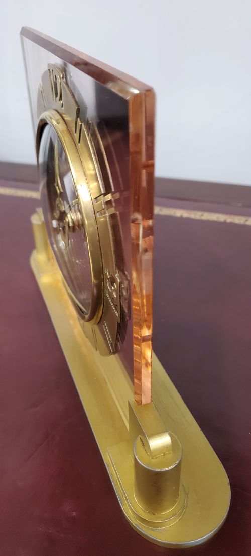 ART DECO PEACH GLASS CLOCK C1930 - ADDITIONAL PHOTO 2