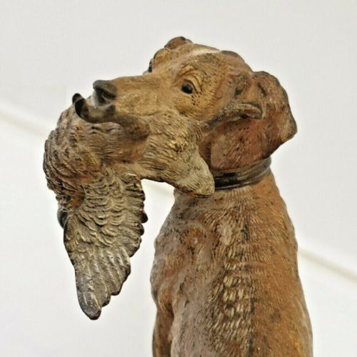 BUCHINGER AUSTRIAN LARGE COLD PAINTED BRONZE HUNTING DOG WITH WOODCOCK C1900 - ADDITIONAL PHOTO 8