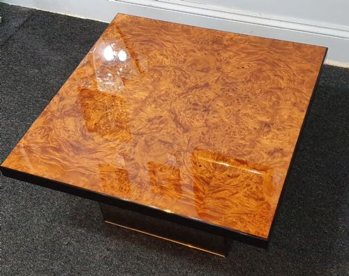 PAUL MICHEL ROCHE BOBOIS FRENCH DESIGNER BURR WALNUT COFFEE TABLE - ADDITIONAL PHOTO 1
