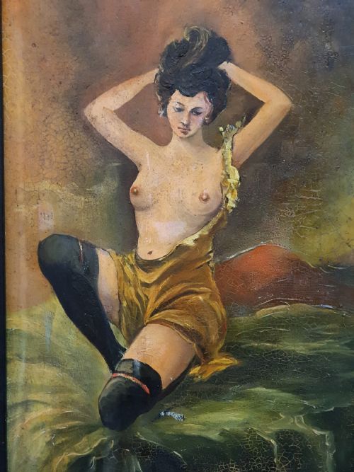 FRENCH ART DECO FRAMED NUDE OIL ON PANEL C1920 - ADDITIONAL PHOTO 2
