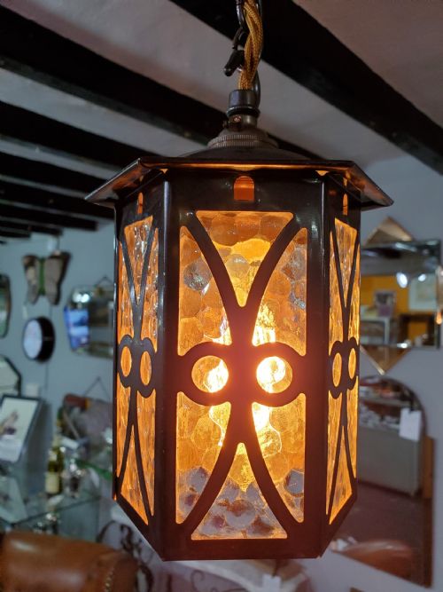 arts and crafts lantern c1910 rewired - CATEGORY: ANTIQUE LIGHTING - DATED 1910