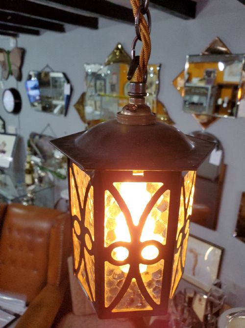 ARTS AND CRAFTS LANTERN C1910 REWIRED - ADDITIONAL PHOTO 1