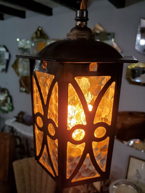 ARTS AND CRAFTS LANTERN C1910 REWIRED - ADDITIONAL PHOTO 4