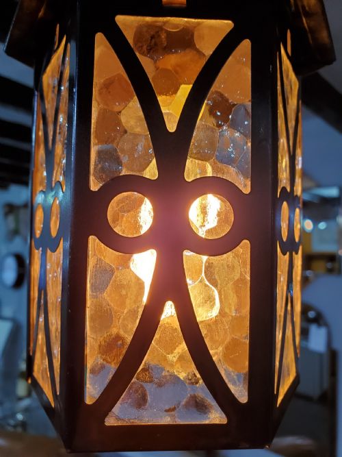 ARTS AND CRAFTS LANTERN C1910 REWIRED - ADDITIONAL PHOTO 6