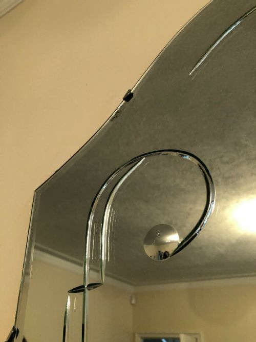 VERY LARGE ART DECO WALL MIRROR WITH PEACH SIDE PANELS C1930 - ADDITIONAL PHOTO 3
