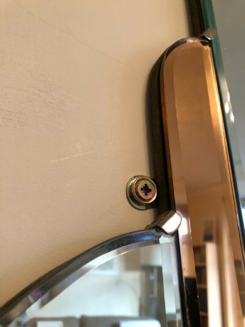 VERY LARGE ART DECO WALL MIRROR WITH PEACH SIDE PANELS C1930 - ADDITIONAL PHOTO 4